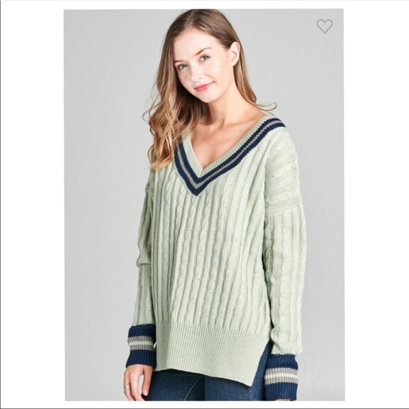 Sage V neck Sweater - Picture 2 of 3
